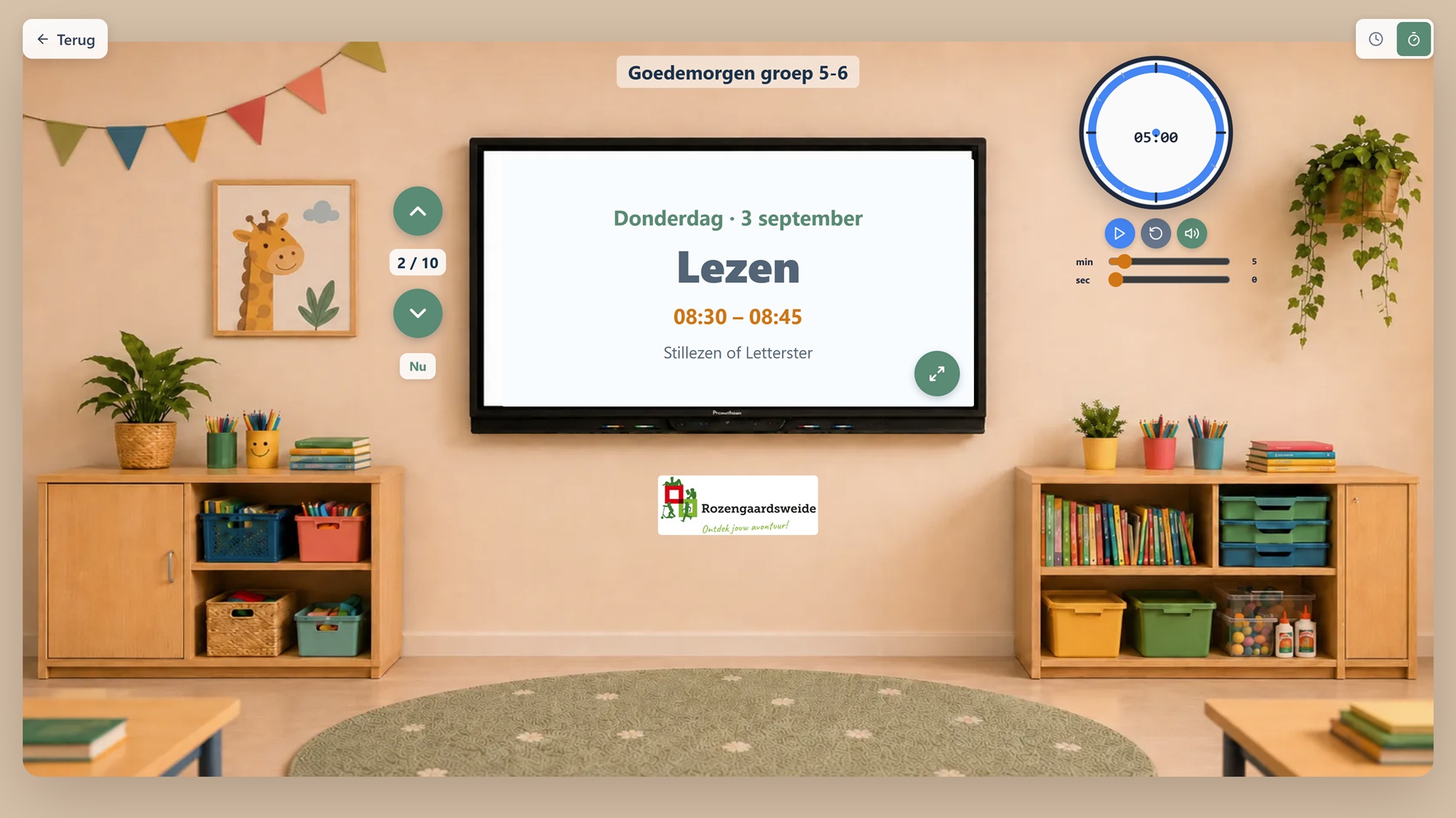 Digibordweergave timer