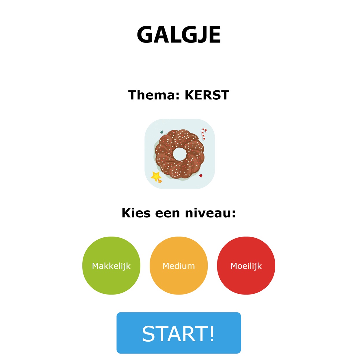 Open galgje met kerstwoorden